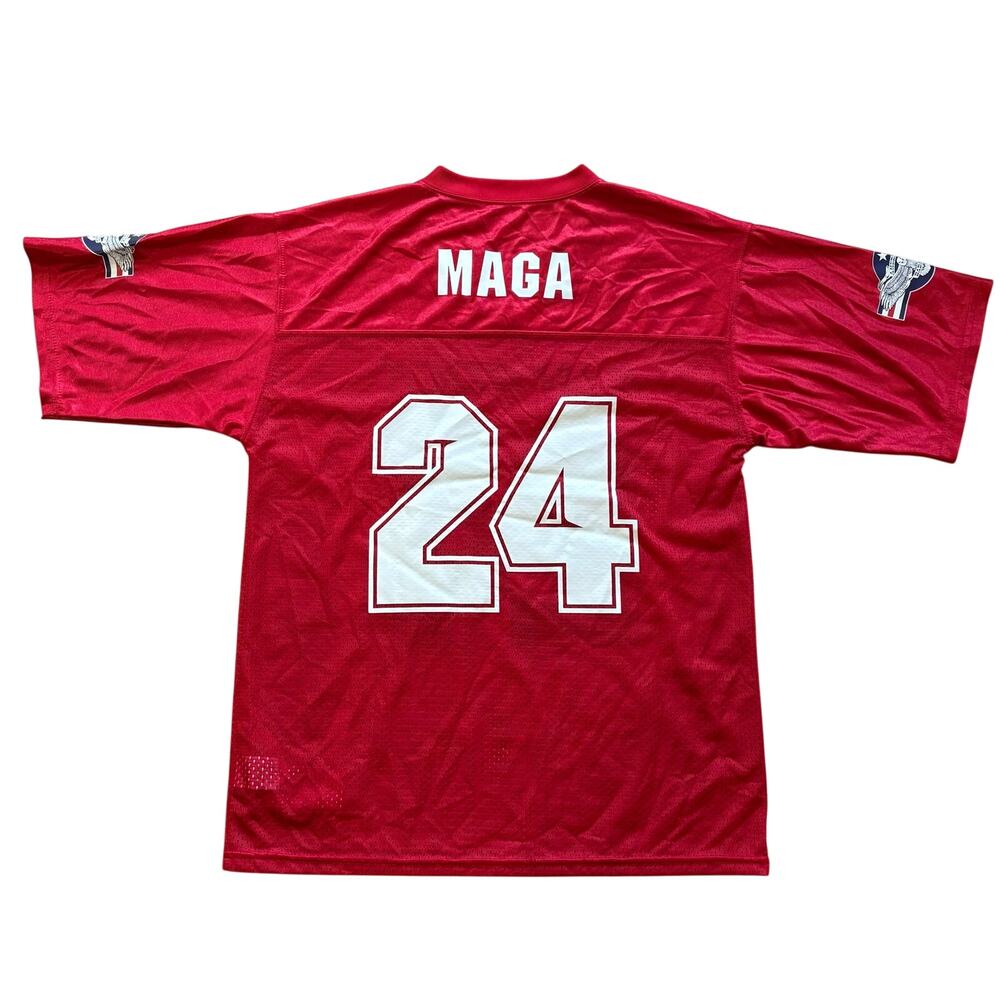 Kid Rock American Badass We the People Tour Football Jersey MAGA 24 Red Medium - Picture 5 of 9